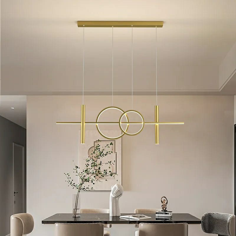 Designer Horizontal Strip Double Ring Minimalist Chandelier