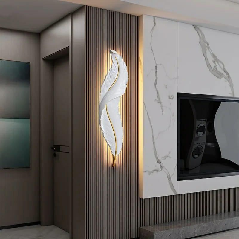 Long Hanging Nordic Feather Wall Lamp