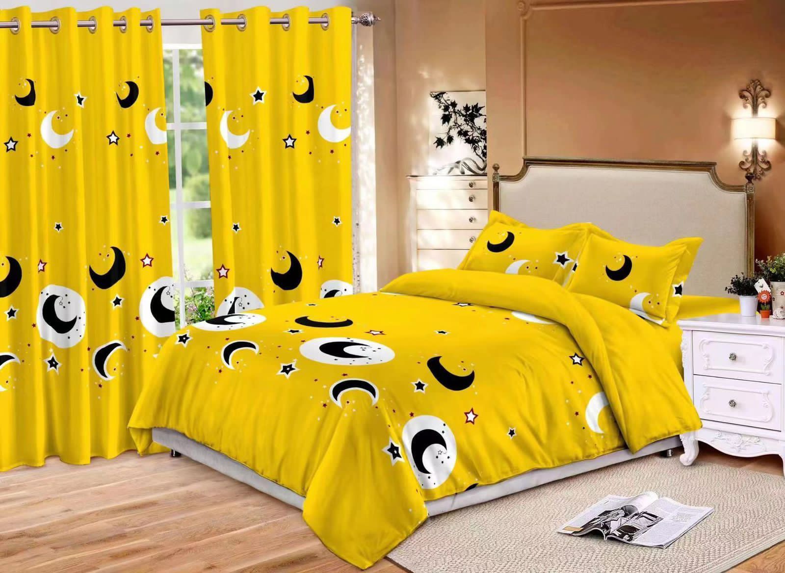 Duvet cover with curtains