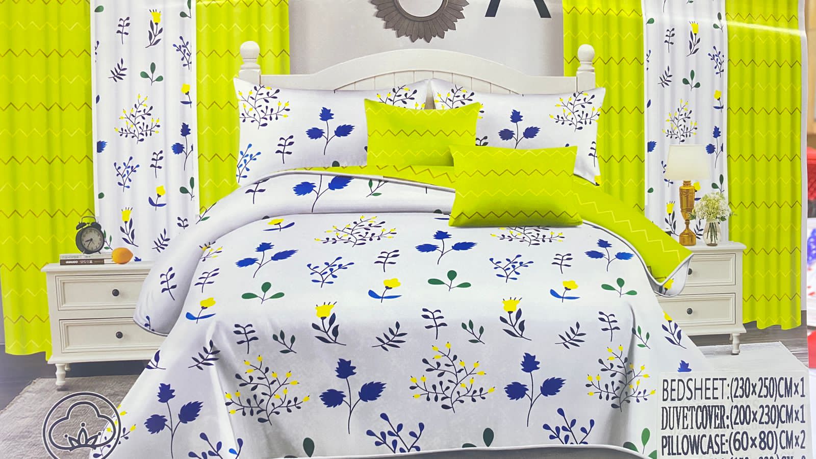 Duvet cover with curtains