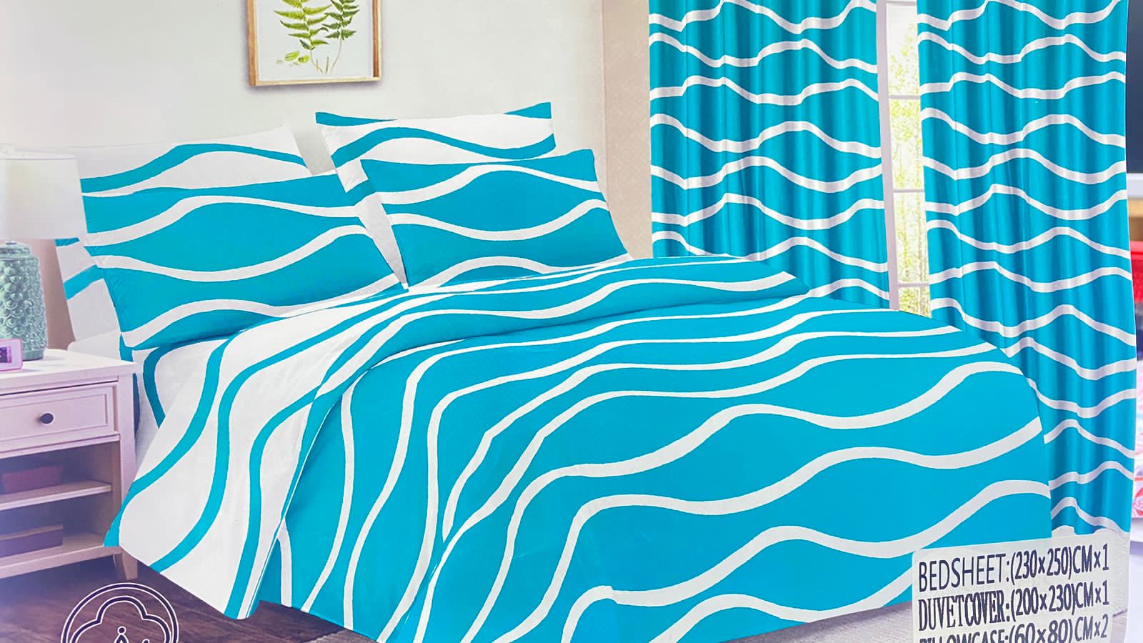 Duvet cover with curtains