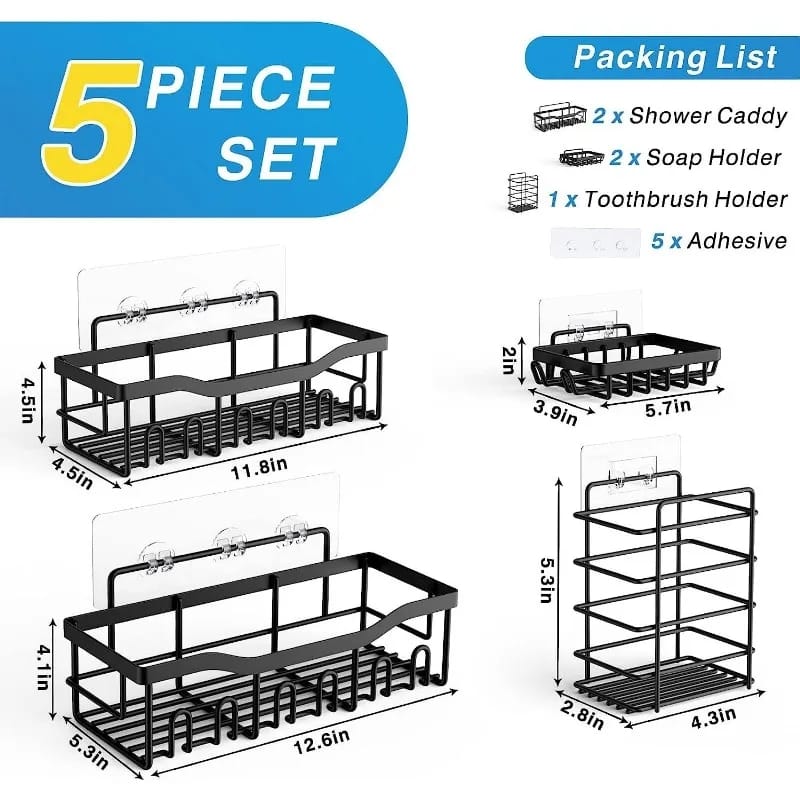 5pcs set Shower caddy shelf/Bathroom organizer