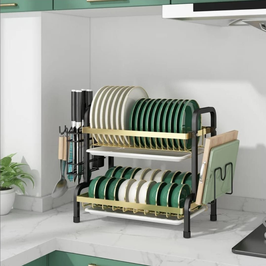 IMG-20240708-WA2166 2 tier Black gold Dishrack