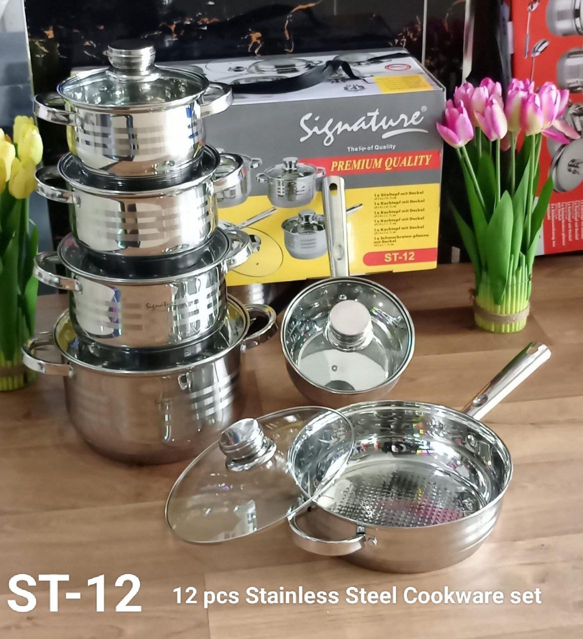 15 pcs Induction Base Stainless Steel Cookware set