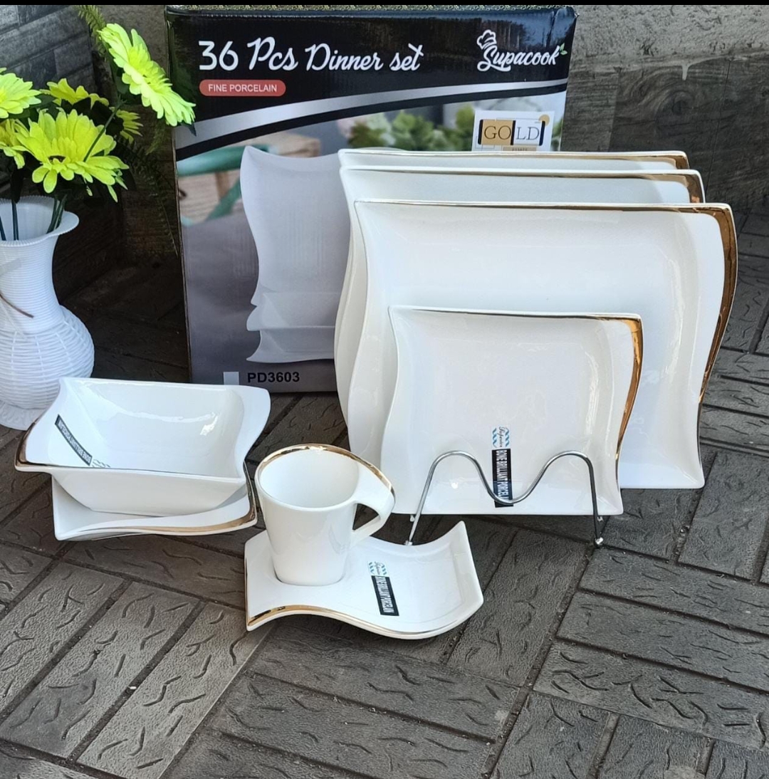 36 Dinner set with gold rim